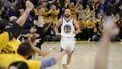 epa12034216 Golden State Warriors guard Stephen Curry celebrates scoring a three pointer during the second half of an NBA Play-In Tournament game against the Memphis Grizzlies in San Francisco, California, USA, 15 April 2025. The winner will earn the NBA Western Conference 7 seed.  EPA/JOHN G. MABANGLO SHUTTERSTOCK OUT