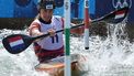 epa11502605 Martina Wegman of the Netherlands in action during the Women's Kayak Single semifinal of the Canoeing Slalom competitions in the Paris 2024 Olympic Games at the Vaires-sur-Marne Nautical Stadium, in Vaires-sur-Marne, France, 28 July 2024.  EPA/MAXIM SHIPENKOV