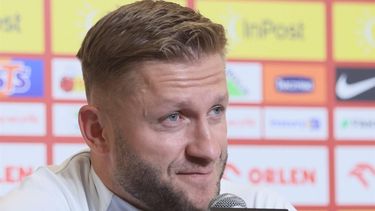 2023-06-15 00:00:00 epa10692805 Polish national soccer team player Jakub Blaszczykowski 
during a press conference in Warsaw, Poland, 15 June 2023. Poland will face Germany in their friendly soccer match on 16 June in Warsaw.  EPA/Leszek Szymanski POLAND OUT