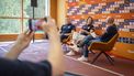 ARNHEM - Chefs de mission Ireen Wust en Jetze Plat tijdens een presentatie van sportkoepel NOC*NSF op Papendal. Tijdens de bijeenkomst stonden plannen rond de Olympische Spelen en de Paralympische Spelen in Los Angeles in 2028 centraal. JEROEN JUMELET/ ANP