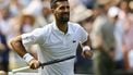 epa12212828 Novak Djokovic of Serbia celebrates after winning the Men's 2nd round match against Daniel Evans of Britain at the Wimbledon Championships, Wimbledon, Britain, 03 July 2025.  EPA/TOLGA AKMEN   EDITORIAL USE ONLY