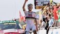 epa12243264 Slovenian rider Tadej Pogacar of UAE Team Emirates celebrates winning the 12th stage of the Tour de France cycling race over 180.6km from Auch to Hautacam, France, 17 July 2025.  EPA/CHRISTOPHE PETIT TESSON