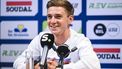 2023-07-01 02:00:00 Belgian Remco Evenepoel of Soudal Quick-Step smiles during a press conference for the new REV Brussels cycling academy after the first edition of the R.EV Ride, Schepdaal, Dilbeek on July 1, 2023, which follows Evenepoel's favourite training routes through the Pajottenland, the Flemish Ardennes and the Pays des Collines.  
Tom Goyvaerts / Belga / AFP