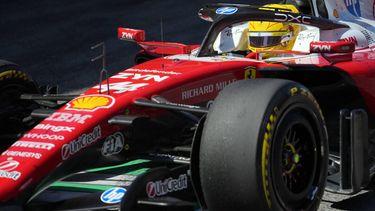 Ferrari's British driver Lewis Hamilton makes a pit stop during the Catalonia Formula One Grand Prix at the Circuit de Catalunya in Montmelo, on the outskirts of Barcelona, on June 14, 2026. 
Manaure QUINTERO / POOL / AFP