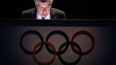 International Olympic Committee (IOC) President Thomas Bach delivers a speech during the 142nd session of the IOC in Paris on August 10, 2024, during the Paris 2024 Olympic Games. 
Fabrice COFFRINI / AFP
