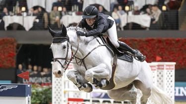 epa12642878 Kim Emmen (Netherlands) rides Imagine N.O.P. during the jump-off of the FEI Jumping World Cup of the CHI Classics Basel international horse show in Basel, Switzerland, 11 January 2026.  EPA/GEORGIOS KEFALAS