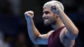 epa12416982 Carlos Alcaraz of Spain celebrates after winning the final match against Taylor Fritz of the USA at the Japan Open tennis tournament in Tokyo, Japan, 30 September 2025.  EPA/KIYOSHI OTA