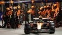 McLaren's British driver Lando Norris makes a pit stop during the Las Vegas Formula One Grand Prix at the Las Vegas Strip Circuit in Las Vegas, Nevada, on November 22, 2025. 
Cristobal Herrera Ulashkevich / POOL / AFP