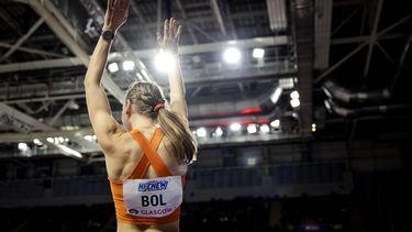 GLASGOW - Femke Bol in actie tijdens de 400 meter op de eerste dag van wereldkampioenschappen indooratletiek in Schotland. ANP ROBIN VAN LONKHUIJSEN