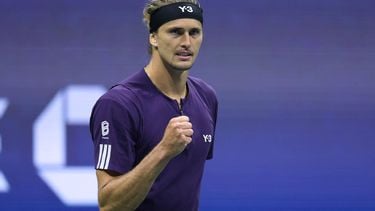 Germany’s Alexander Zverev celebrates after defeating Chile’s Alejandro Tabilo during their men's singles first round tennis match on day three of the US Open tennis tournament at the USTA Billie Jean King National Tennis Center in New York City, on August 26, 2025. 
CHARLY TRIBALLEAU / AFP