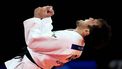 epa11500282 Yeldos Smetov of Kazakhstan celebrates after beating Luka Mkheidze of France in the Men -60kg gold medal fight of the Judo competitions in the Paris 2024 Olympic Games, at the Champs-de-Mars Arena in Paris, France, 27 July 2024.  EPA/DANIEL IRUNGU