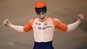 2023-08-04 22:01:02 Netherlands' Harrie Lavreysen celebrates winning gold in the men's Elite Team Sprint Final at the Sir Chris Hoy velodrome during the Cycling World Championships in Glasgow, Scotland on August 4, 2023. 
Oli SCARFF / AFP