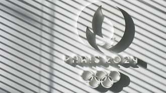 2023-02-08 13:23:00 epa10454432 View of  Paris 2024 Olympic logo during the presentation of the pictograms for the Paris Olympic Games 2024 at the headquarters in Saint Denis, France, 08 February 2023.  EPA/TERESA SUAREZ