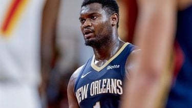 epa10919629 New Orleans Pelicans forward Zion Williamson during the second half of the NBA preseason basketball game between the Detroit Pistons and the Atlanta Hawks, in College Park, Georgia, USA, 14 October 2023.  EPA/ERIK S. LESSER  SHUTTERSTOCK OUT