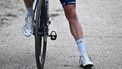 epa10622523 The legs of a rider ahead of the seventh stage of the 2023 Giro d'Italia cycling race, over 218 km from Capua to Gran Sasso d'Italia, Italy, 12 May 2023.  EPA/LUCA ZENNARO