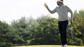 2023-07-20 10:52:41 epa10757626 Joost Luiten of the Neterlands plays the 12th hole during the first round of the 151st Open at Royal Liverpool Golf Club in Hoylake, Britain, 20 July 2023.  EPA/Peter Powell