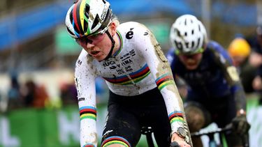 Dutch Fem Van Empel competes in the women's elite race UCI Cyclo-cross World Cup, X2O Trofee Baal - GP Sven Nys competiton, in Baal on January 1, 2025. 
DAVID PINTENS / Belga / AFP