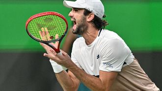 Monaco's Valentin Vacherot celebrates his victory against France’s Arthur Rinderknech during the men’s singles final at the Shanghai Masters tennis tournament in Shanghai on October 12, 2025. 
HECTOR RETAMAL / AFP
