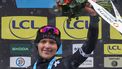Tudor Pro Cycling Team's Australian rider Michael Storer celebrates on the podium after winning the 7th stage of the Paris-Nice cycling race, 109,3 km between Nice and Auron, on March 15, 2025. 
Anne-Christine POUJOULAT / AFP