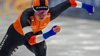 epa11919403 Naomi Verkerk of the Netherlands in action during the Women's 500 meters race of the ISU Speed Skating World Cup in Tomaszow Mazowiecki, Poland, 23 February 2025.  EPA/Grzegorz Michalowski POLAND OUT
