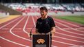 2023-06-15 10:31:43 epa10692377 World Athletics (WA) President Sebastian Coe holds a press conference in the new National Athletics Centre in Budapest, Hungary, 15 June 2023. Two-times Olympic Champion athlete Coe inaugurated the running track of the new facility by running a lap with local children. The track and field stadium was constructed to host the 19th edition of the World Athletics Championships from 19 to 27 August. Some two thousand athletes from over two hundred countries are expected to participate in the games.  EPA/Zoltan Balogh HUNGARY OUT
