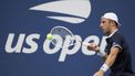 2023-08-29 11:25:24 epa10827130 Fallon Griekspoor of the Netherlands returns the ball to Arthur Fils of France during their first round match at the US Open Tennis Championships at the USTA National Tennis Center in Flushing Meadows, New York, USA, 29 August 2023. The US Open runs from 28 August through 10 September.  EPA/CJ GUNTHER