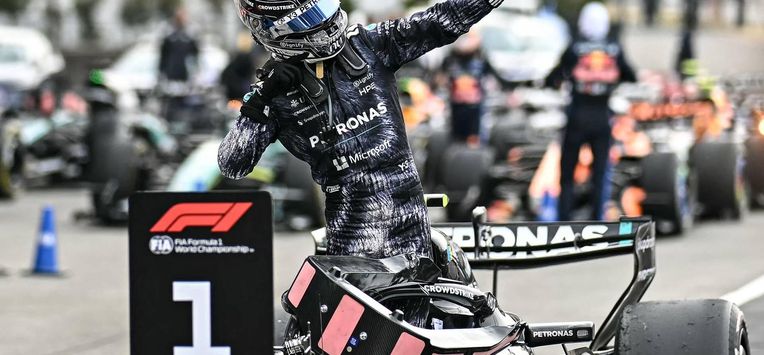 Mercedes' Italian driver Kimi Antonelli celebrates at the parc ferme after winning the Formula One Japanese Grand Prix at the Suzuka circuit in Suzuka, Mie prefecture on March 29, 2026. 
Philip FONG / AFP