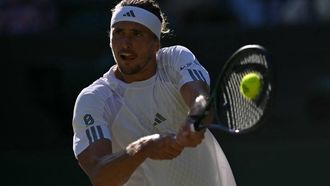Germany's Alexander Zverev returns to US player Marcos Giron during their men's singles third round tennis match on the sixth day of the 2026 Wimbledon Championships at The All England Lawn Tennis and Croquet Club in Wimbledon, southwest London, on July 4, 2026. 
Glyn KIRK / AFP