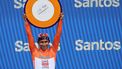 epa11853660 Overall winner and the Ochre jersey Jhonatan Narvaez Prado from Ecuador and UAE Team Emirates on the podium at the Santos Tour Down Under stage six in Adelaide, Australia, 26 January 2025.  EPA/CON CHRONIS AUSTRALIA AND NEW ZEALAND OUT