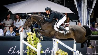 ROTTERDAM - Michael Greeve in actie tijdens de grote prijs op Denver tijdens CHIO Rotterdam. Het hippische evenement vindt voor de 75ste keer plaats in het Kralingse Bos in Rotterdam. ANP ROBIN UTRECHT