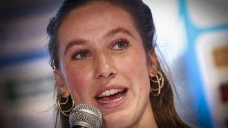 HEERENVEEN - Suzanne Schulting tijdens de presentatie van de rijders van TeamNL Shorttrack seizoen 2023-2024. ANP VINCENT JANNINK