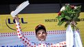 2023-07-22 17:34:20 epa10762447 Italian rider Giulio Ciccone of team Lidl-Trek celebrates on the podium in the climber leader's polka-dot jersey after the 20th stage of the Tour de France 2023, a 134kms from Belfort to Le Markstein Fellering, France, 22 July 2023.  EPA/CHRISTOPHE PETIT TESSON