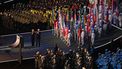 President of the International Olympic Committee (IOC) Kirsty Coventry (L) applauds next to President of the Organising Committee for the 2026 Olympic and Paralympic Winter Games Giovanni Malago (2nd L) during the opening ceremony of the Milano Cortina 2026 Winter Olympic Games at the San Siro stadium in Milan, northern Italy, on February 6, 2026. 
Gabriel BOUYS / AFP