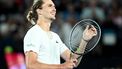 epa11101158 Alexander Zverev of Germany celebrates winning his men's quarterfinal match against Carlos Alcaraz of Spain on Day 11 of the 2024 Australian Open at Melbourne Park in Melbourne, Australia, 25 January 2024.  EPA/JOEL CARRETT  AUSTRALIA AND NEW ZEALAND OUT