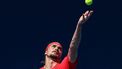 Germany's Alexander Zverev serves against USA's Tommy Paul during their men's singles quarterfinal match on day ten of the Australian Open tennis tournament in Melbourne on January 21, 2025. 
Adrian Dennis / AFP