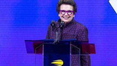 2023-08-29 05:41:32 Former US tennis player Billie Jean King speaks during the opening night ceremony of the 2023 US Open tennis tournament at the USTA Billie Jean King National Tennis Center in New York City, on August 28, 2023. 
COREY SIPKIN / AFP