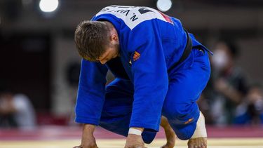TOKIO - Noel van 't End reageert na zijn partij tegen Dominic Ressel (GER) in de Nippon Budokan op het onderdeel mixed teamwedstrijd om brons tijdens het judotoernooi op de Olympische Spelen van Tokio. ANP KOEN VAN WEEL
