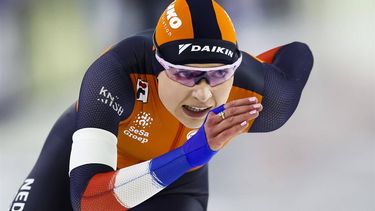 HEERENVEEN - Joy Beune (NED) in actie op de 1500 meter vrouwen op de EK afstanden. ANP VINCENT JANNINK